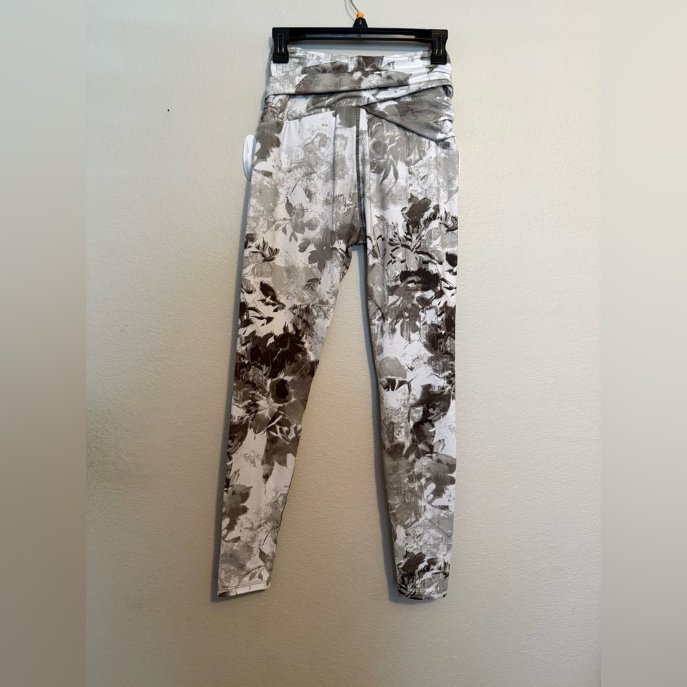 JoyLab Taupe/Sage and Cream Marble-Print High-Waist Leggings